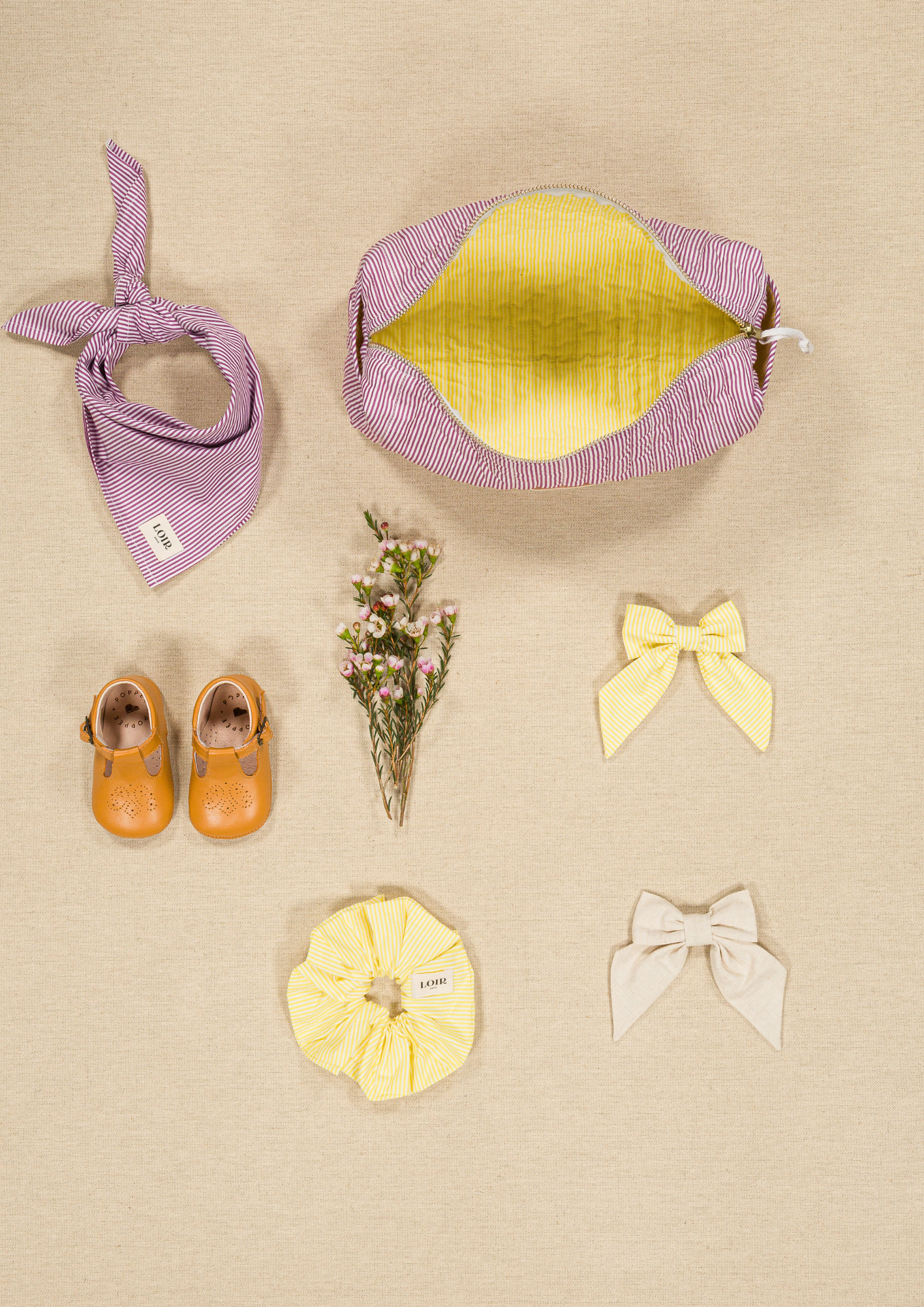 Trousse LUCIA - Rayures bordeaux