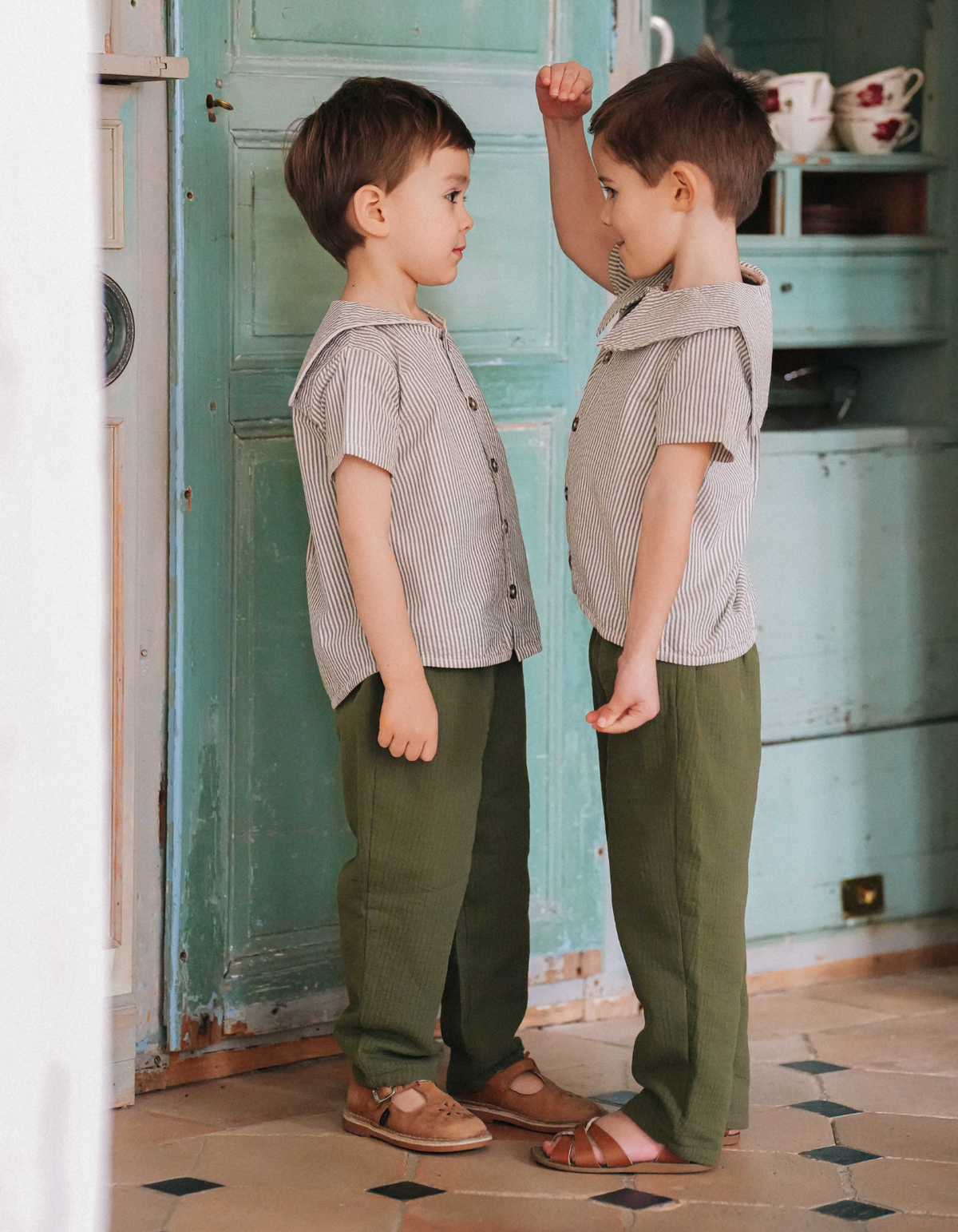 Lot De 3 Pantalons Avec Pieds Pour Bébé Garçon - Coton Élastique, Taille Haute - 0-6 Mois (Gris, Bleu, Moutarde)