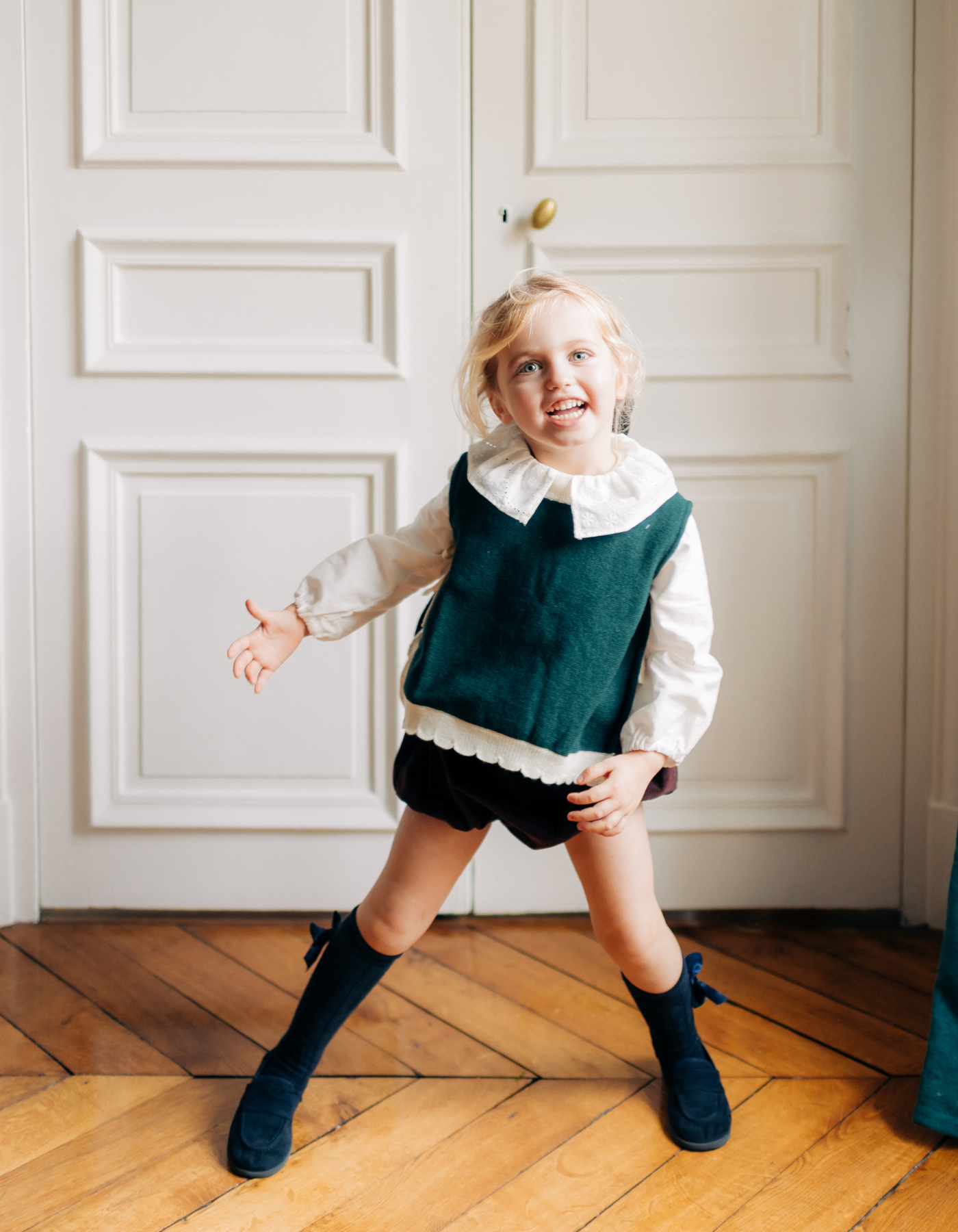 Top JULIETTE - Vert et crème