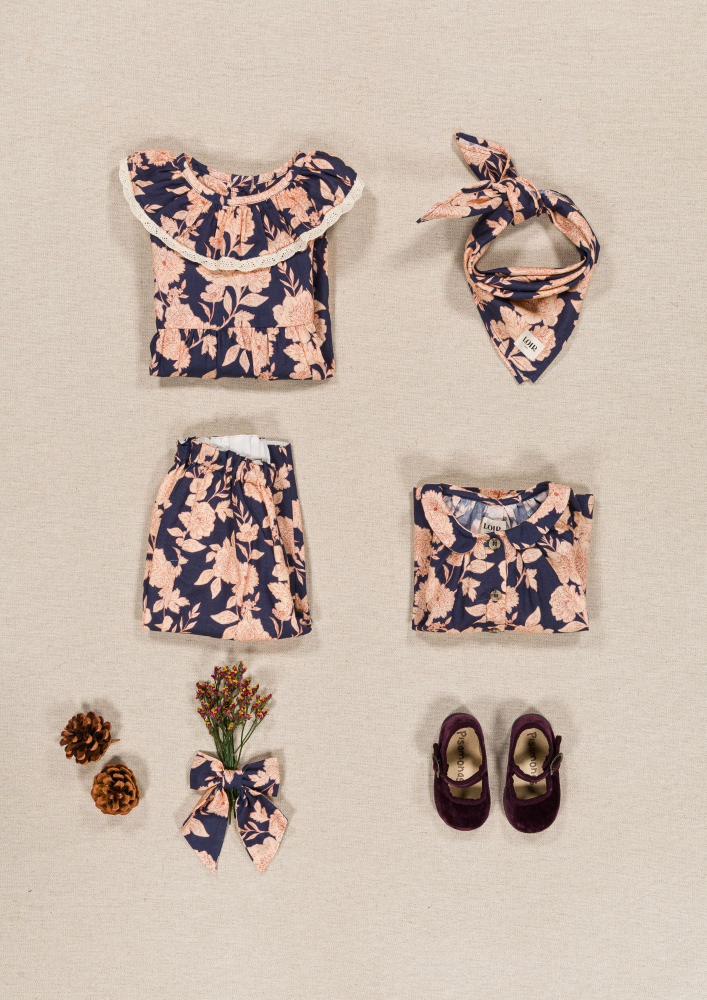 Foulard Alfred - Fleurs marine