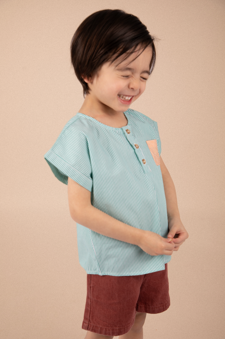 Blouse T - Rayures vertes