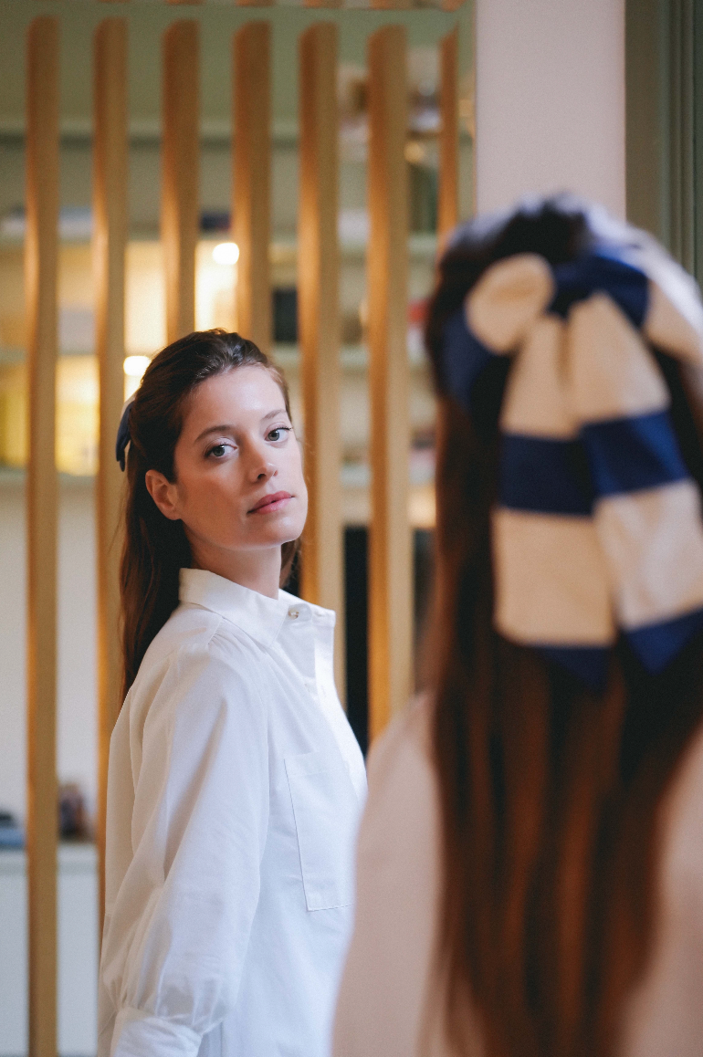 Maxi nœud Nora - Madame - Maxi rayures bleues