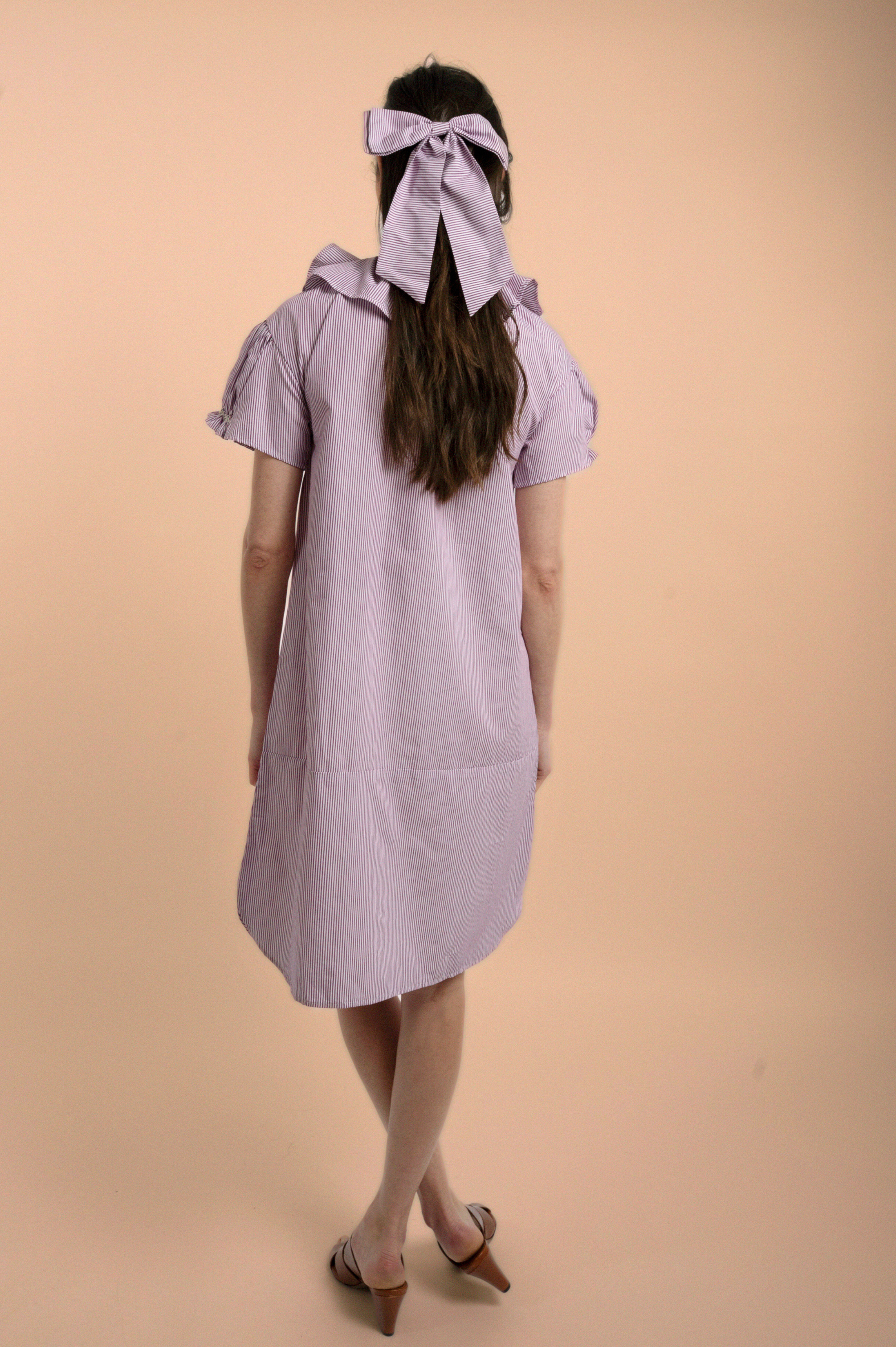 Maxi nœud Nora - Madame - Rayures Bordeaux