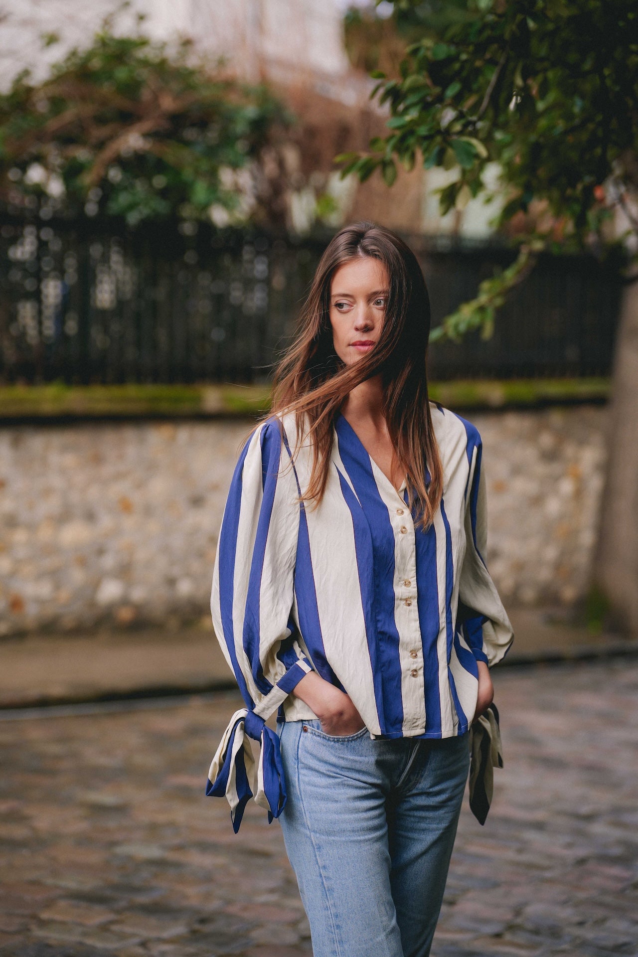 Chemise flor - Madame - Maxi rayures bleues