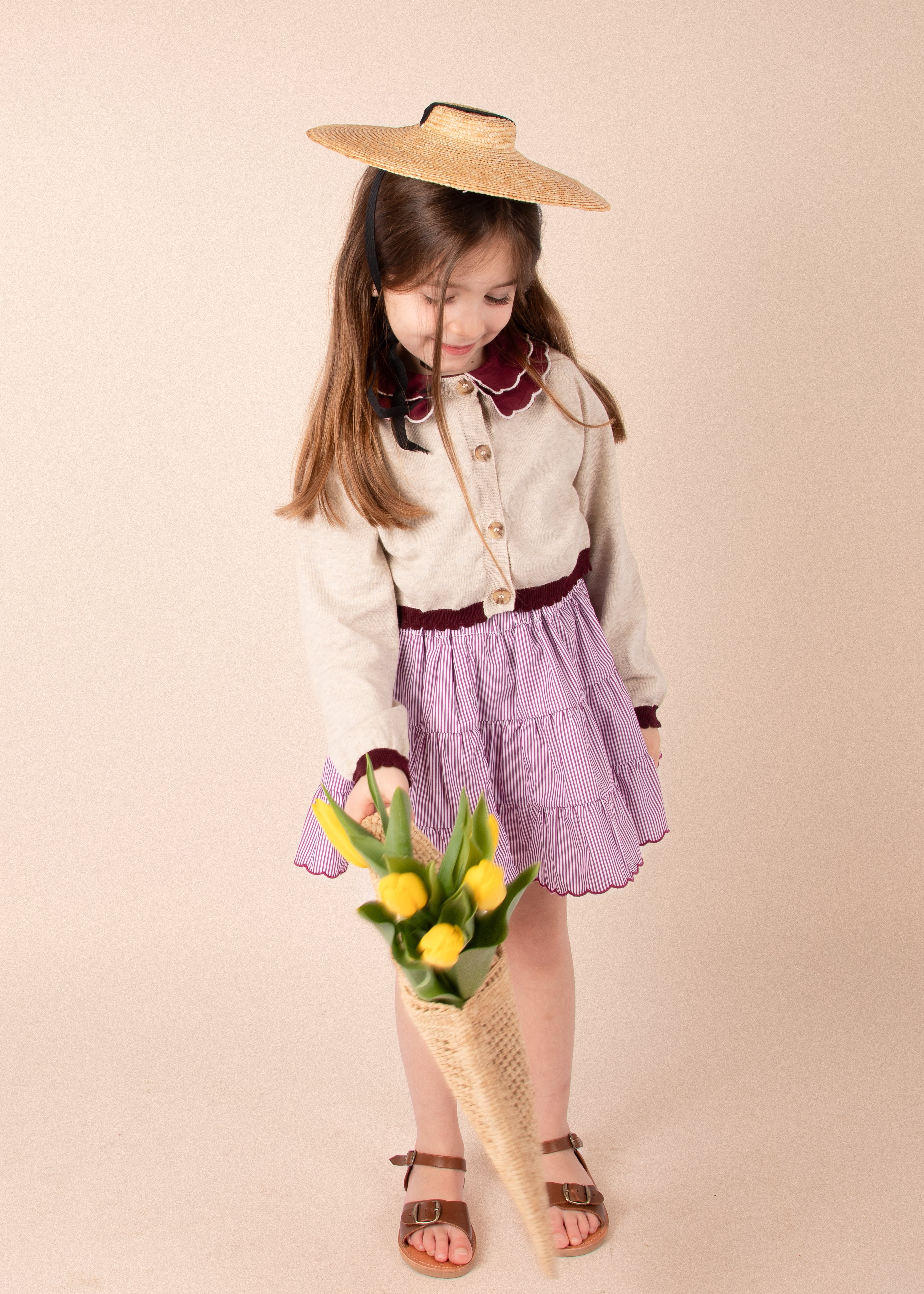 Jupe Bea - Rayures bordeaux