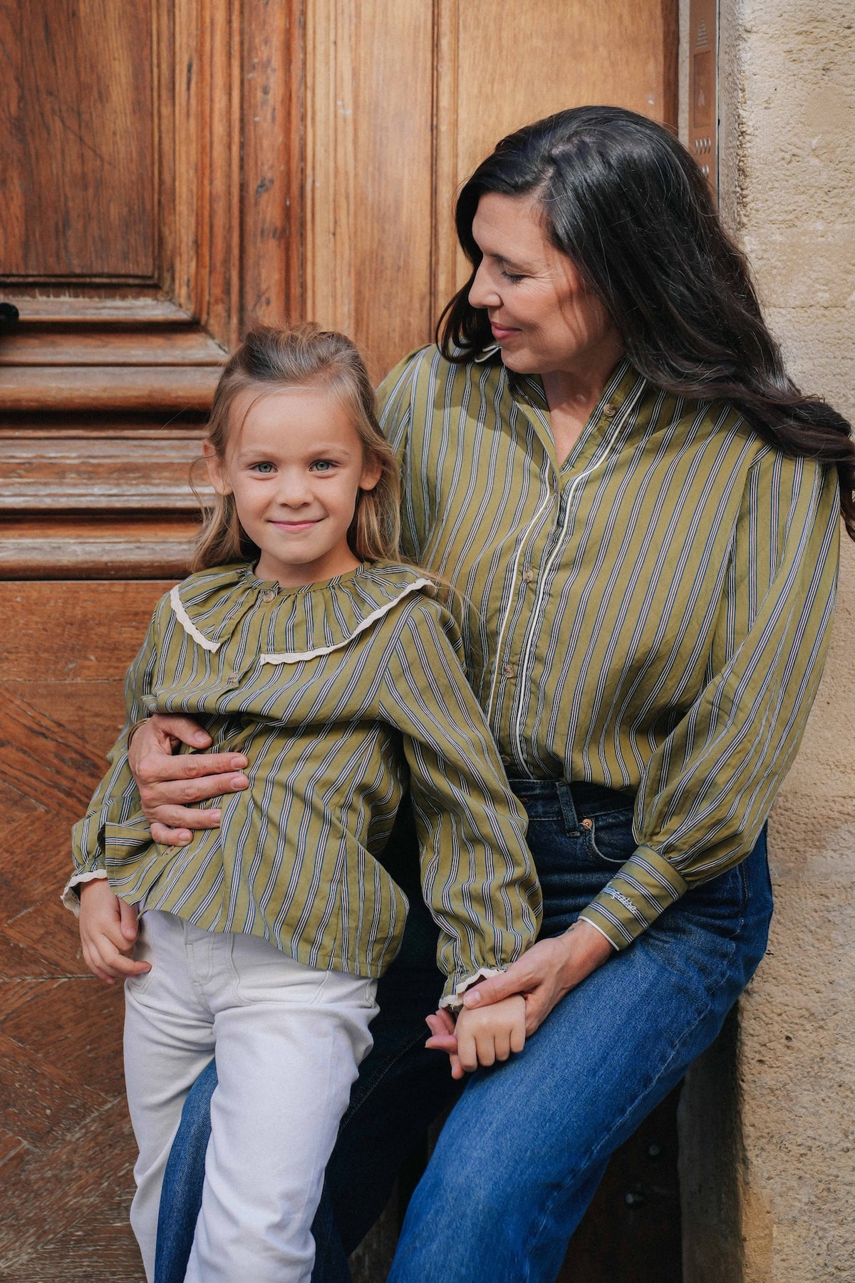 Chemise Berthe - Rayures olive