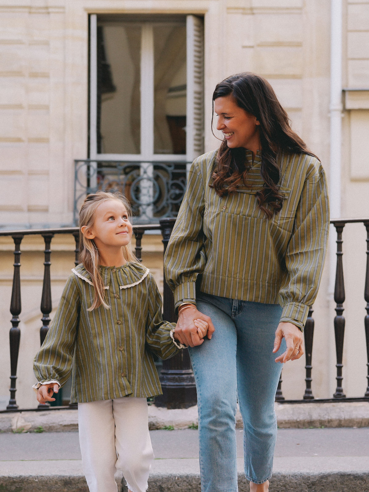 Chemise Berthe - Rayures olive
