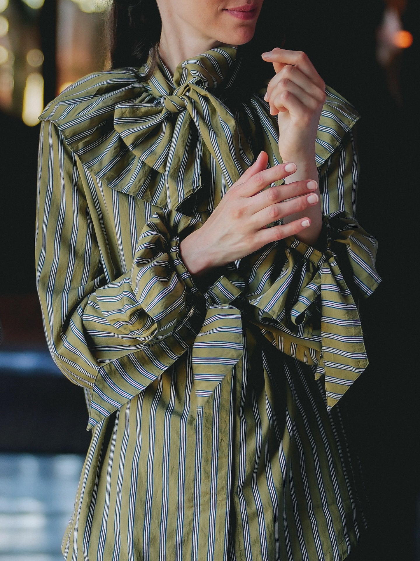 CHEMISE EDMA - Rayures olive