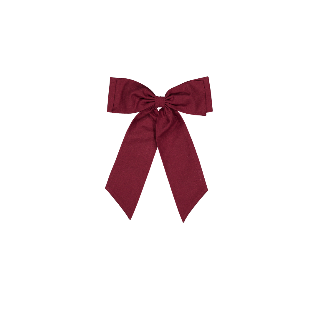 Maxi nœud Nora - Madame - Lin bordeaux