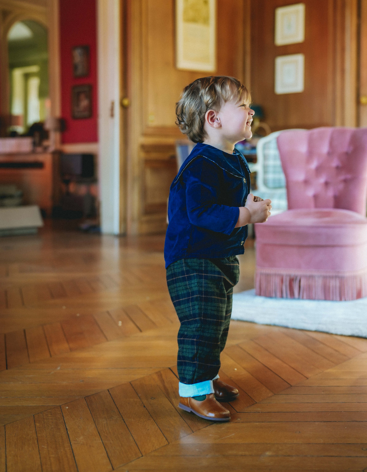 Pantalon NINI - Tartan Bleu marine