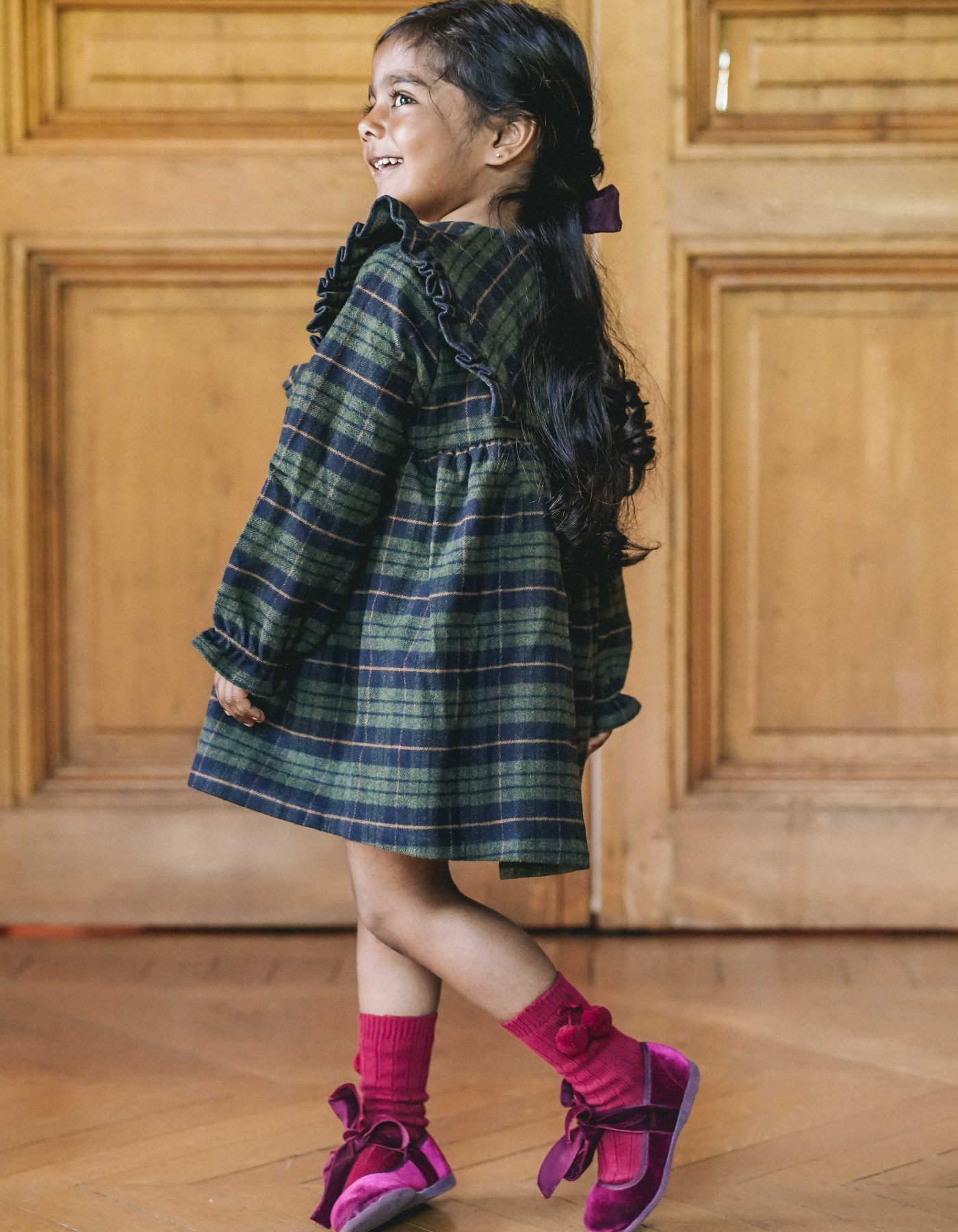 Robe NINON - Tartan Bleu Marine