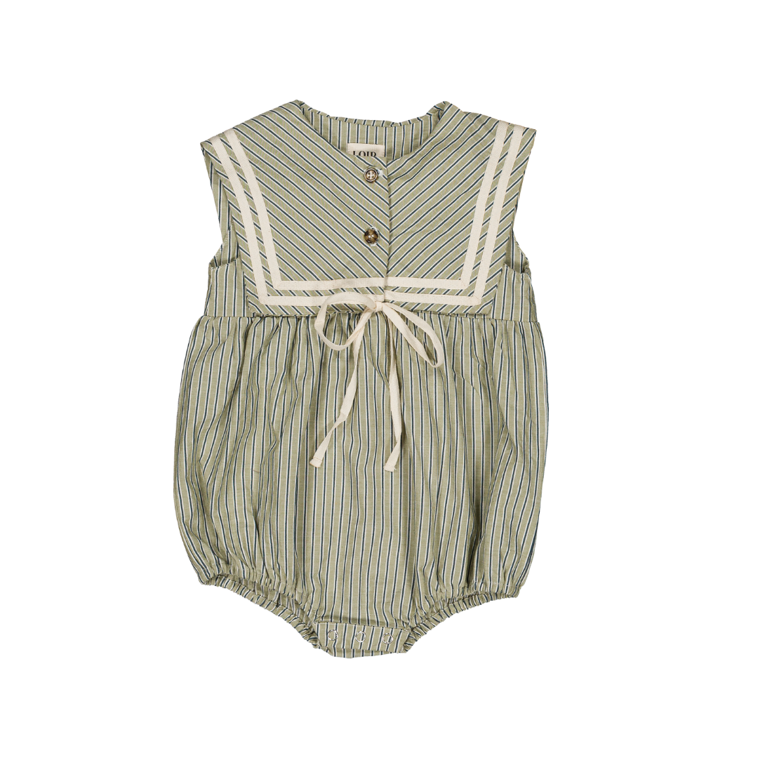 Barboteuse Isabella - Rayures menthe