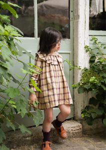 Robe MARY - tartan vanille & bordeaux