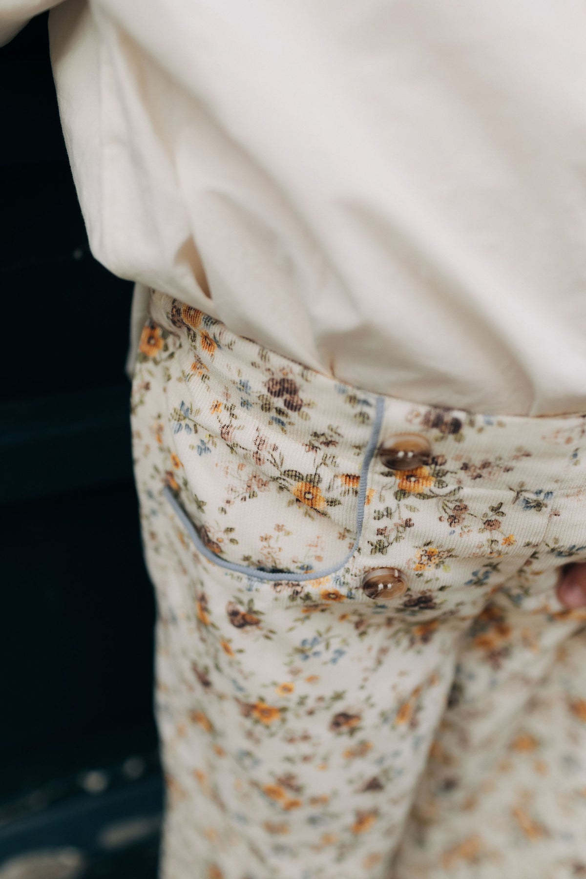 Pantalon Roma - Velours Fleuri