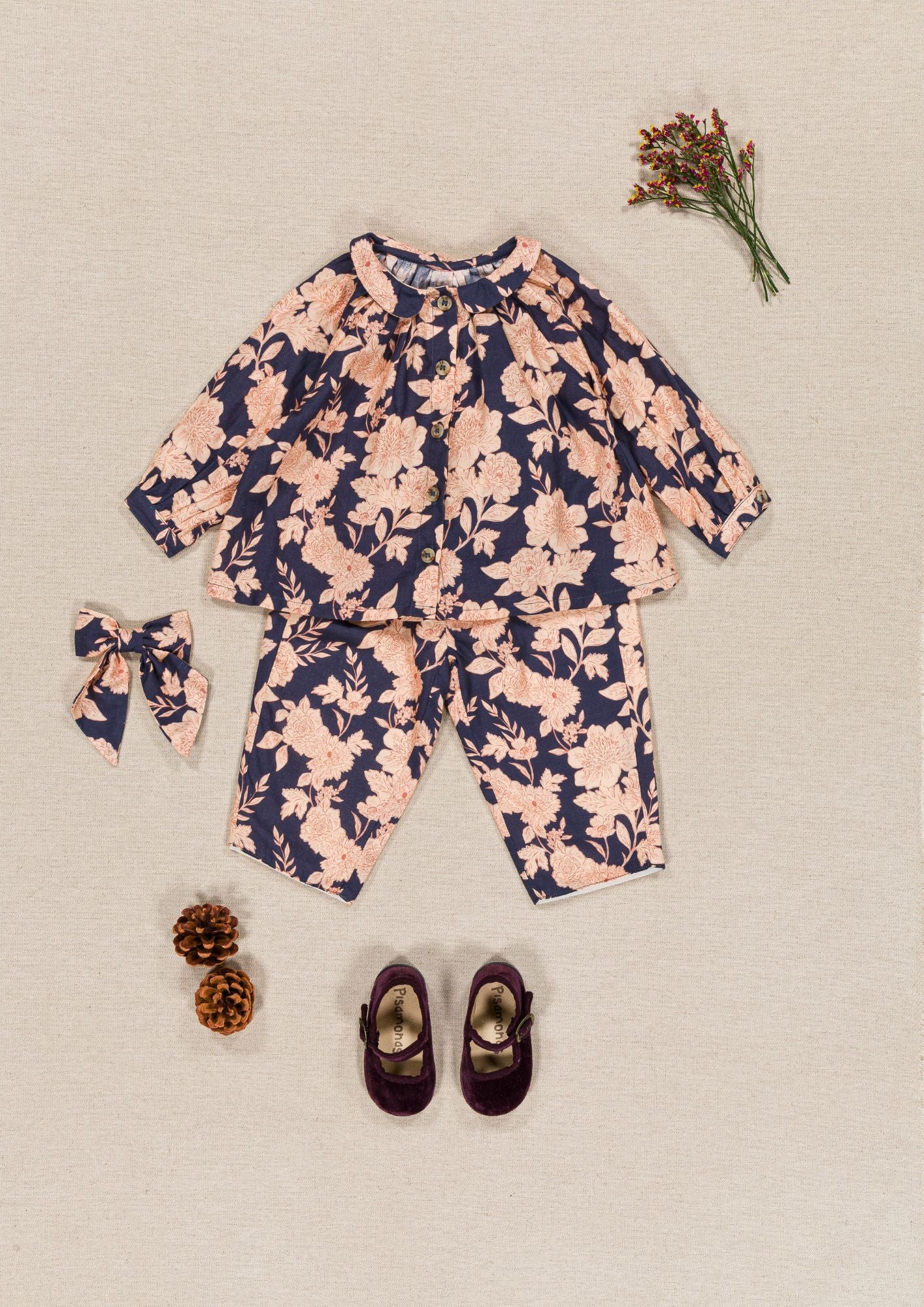 Pantalon Nini - Fleurs marine