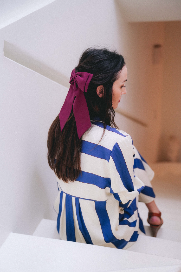 Maxi nœud Nora - Madame - Lin  bordeaux