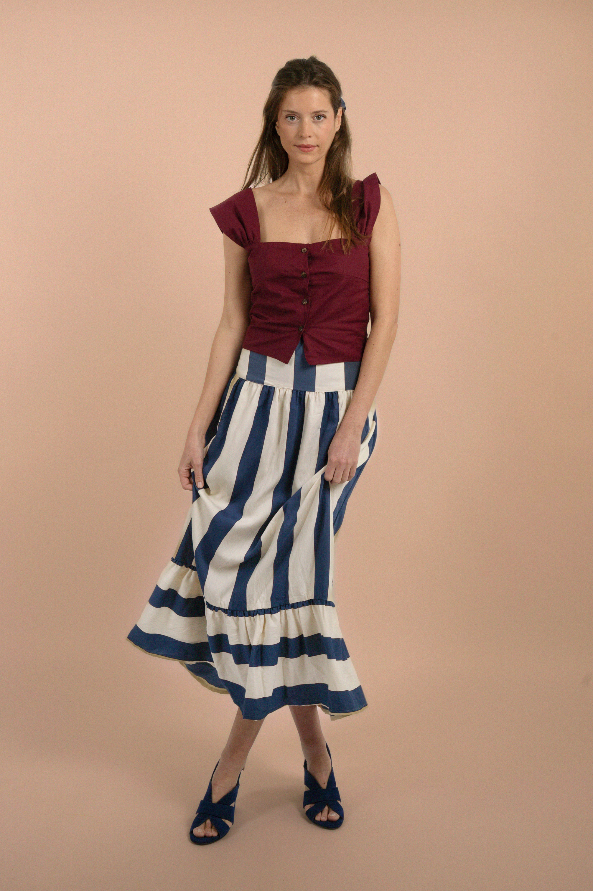 Jupe Mia - Madame - Maxi rayures bleues