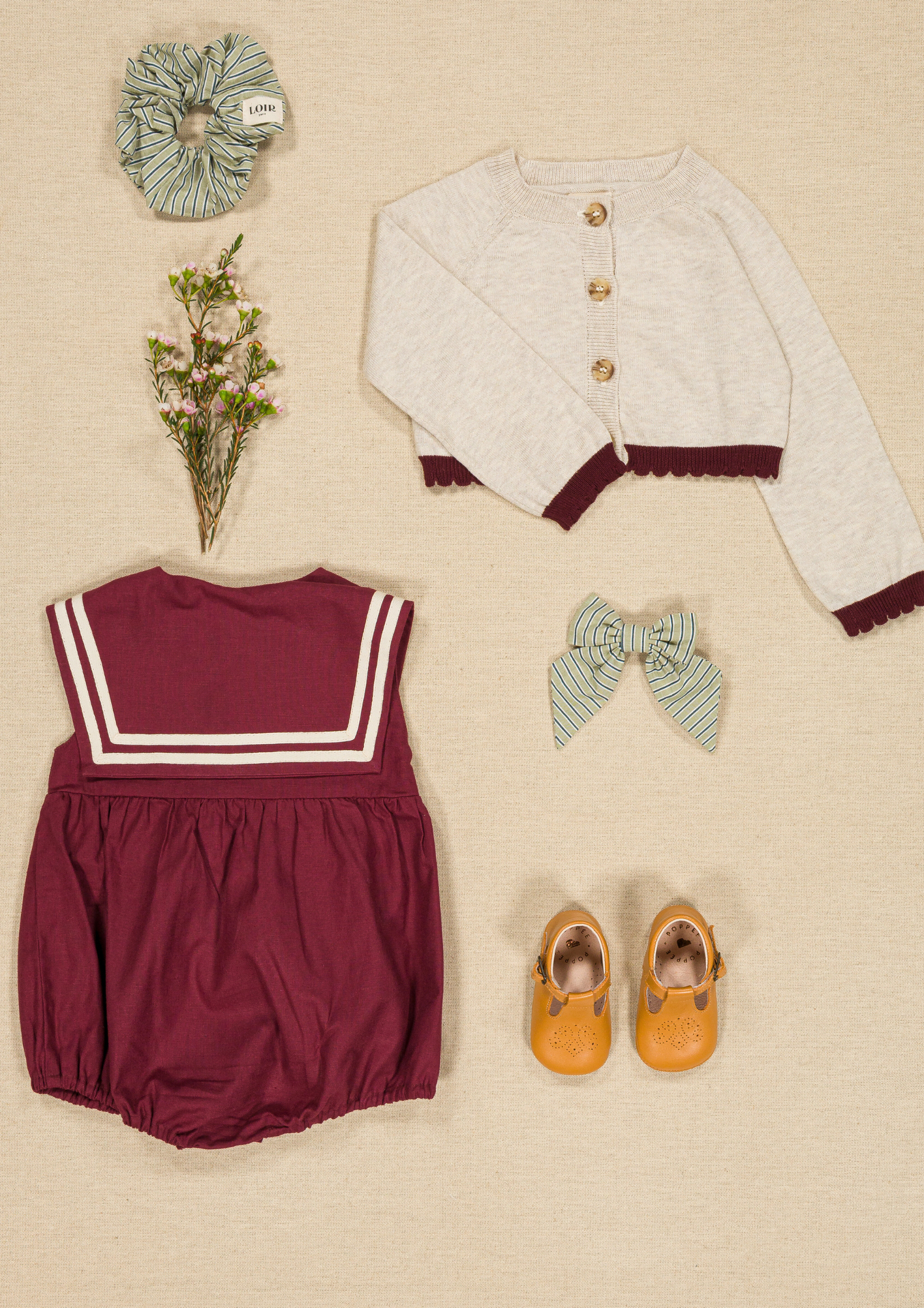 Barboteuse Isabella - lin bordeaux