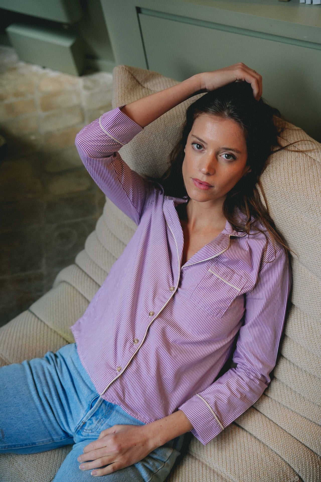 Chemise Palmera - Madame - rayures bordeaux