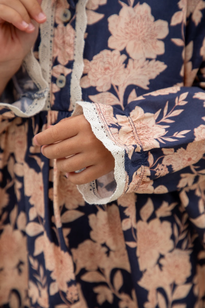 Robe Elise - Fleurs marine