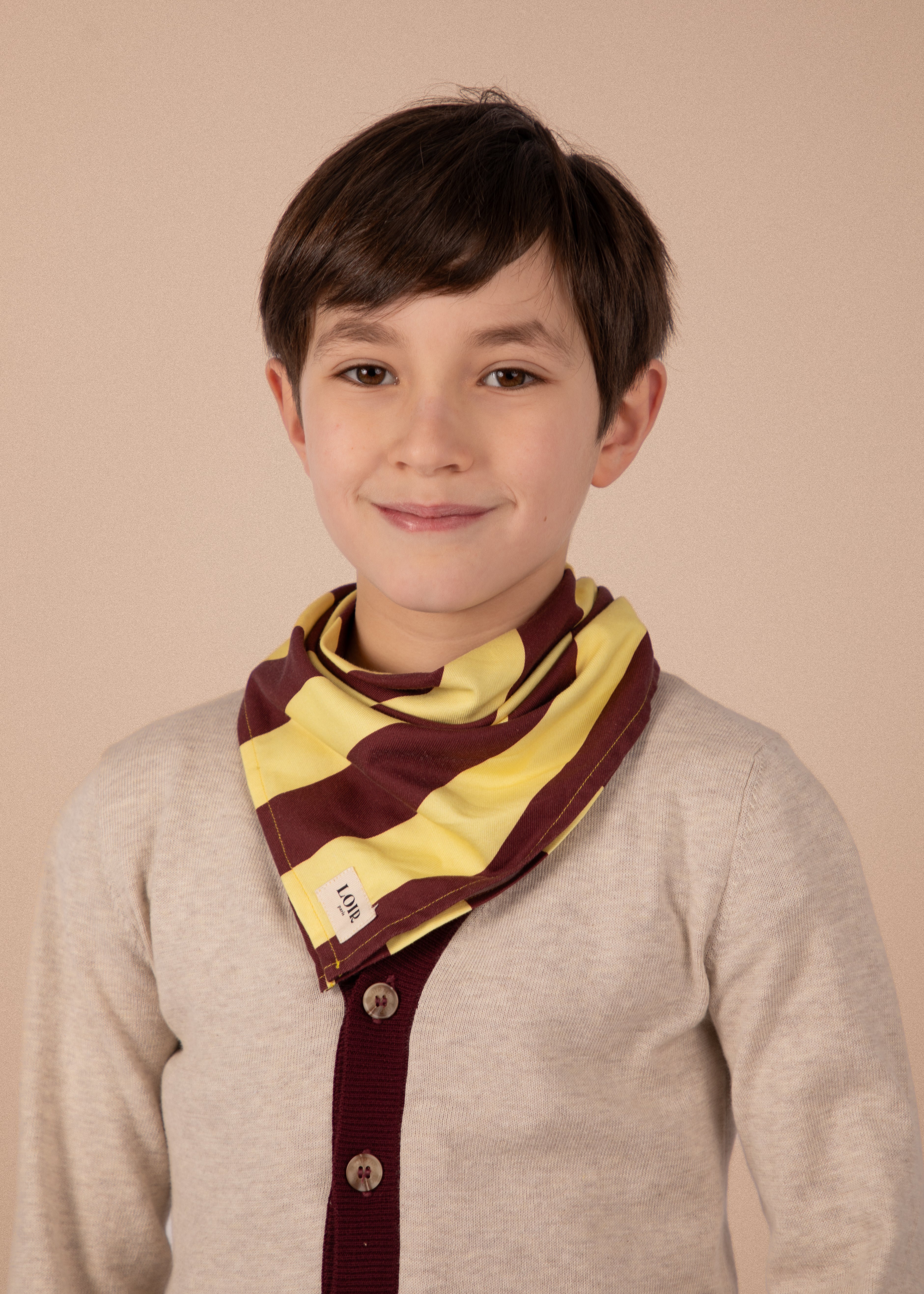 Foulard Alfred - Rayures jaunes & bordeaux