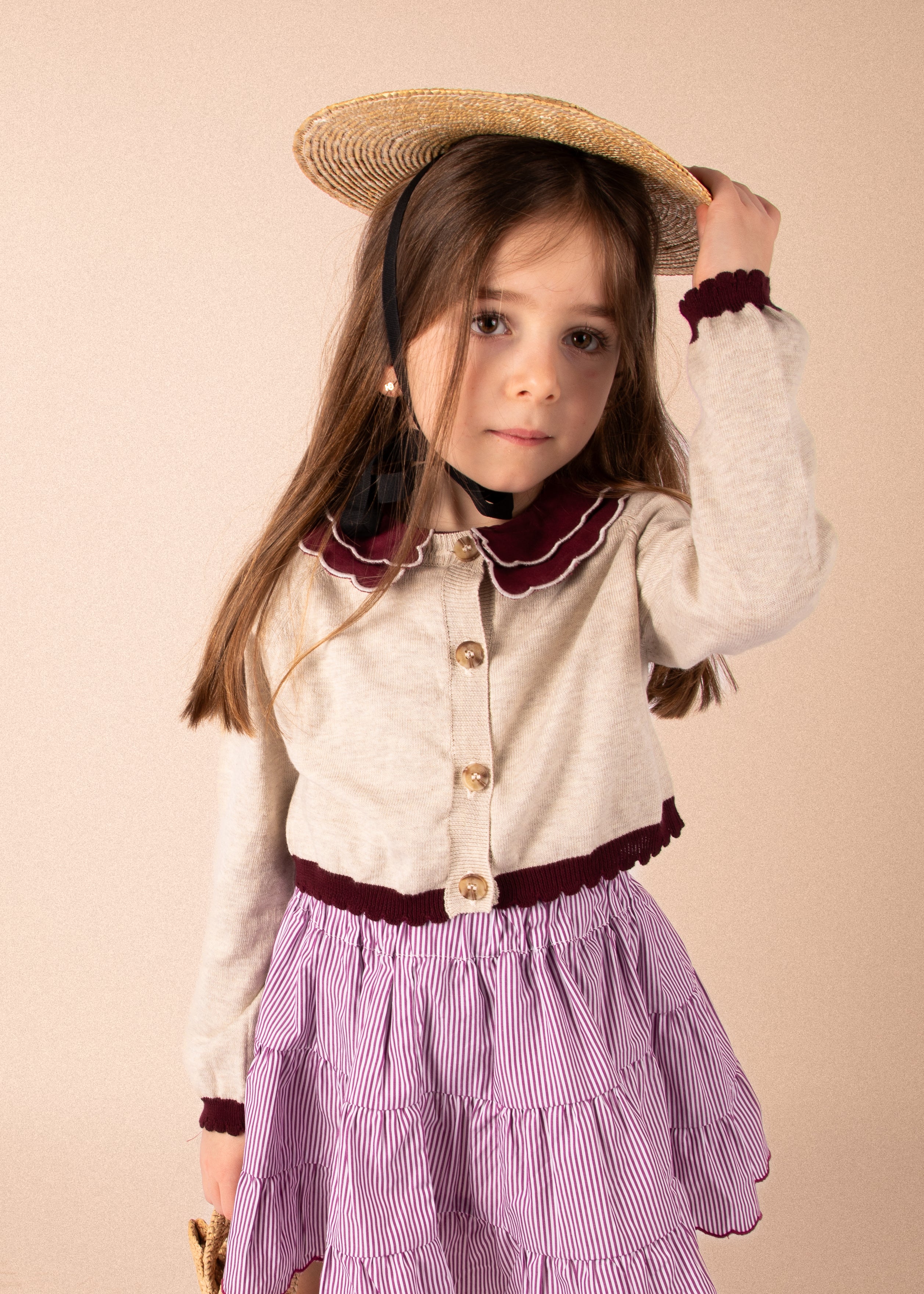 Jupe Bea - Rayures bordeaux