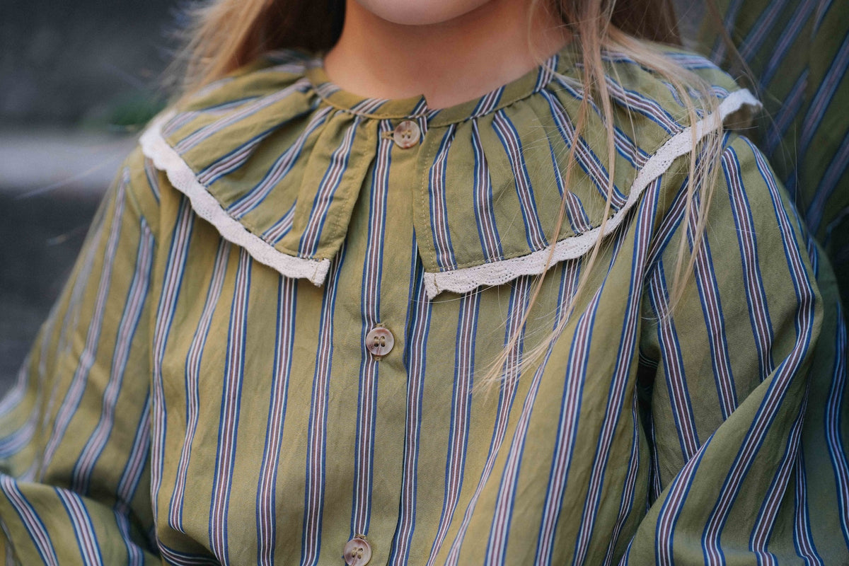 Chemise Berthe - Rayures olive