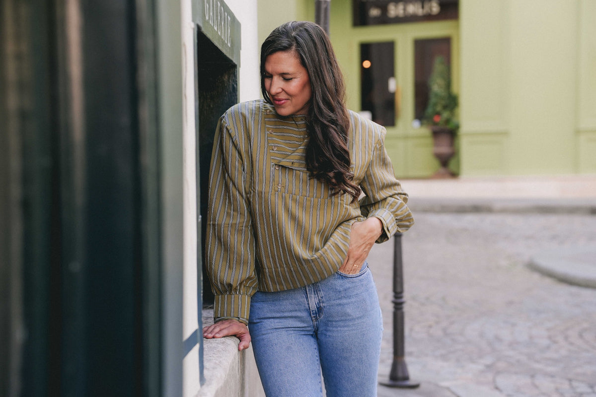 CHEMISE JEANNE - Rayures Olive