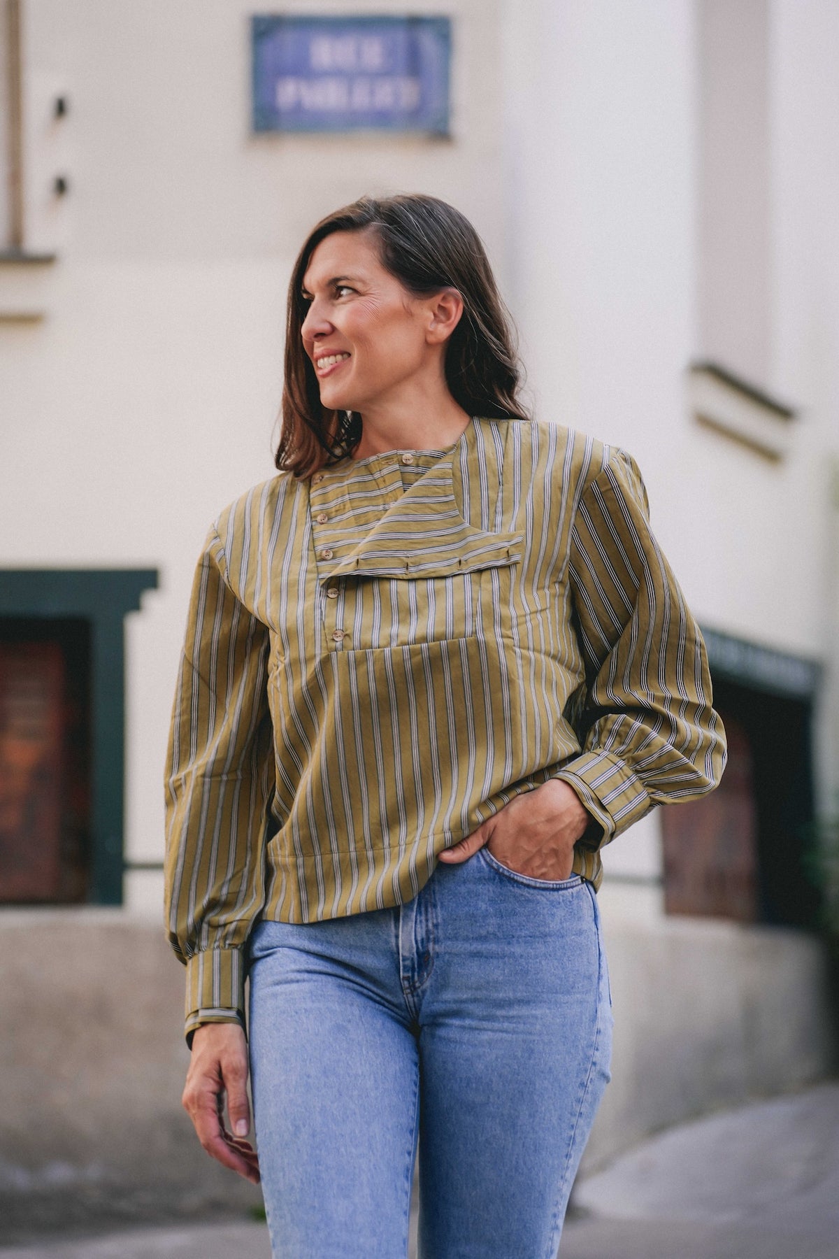 CHEMISE JEANNE - Rayures Olive