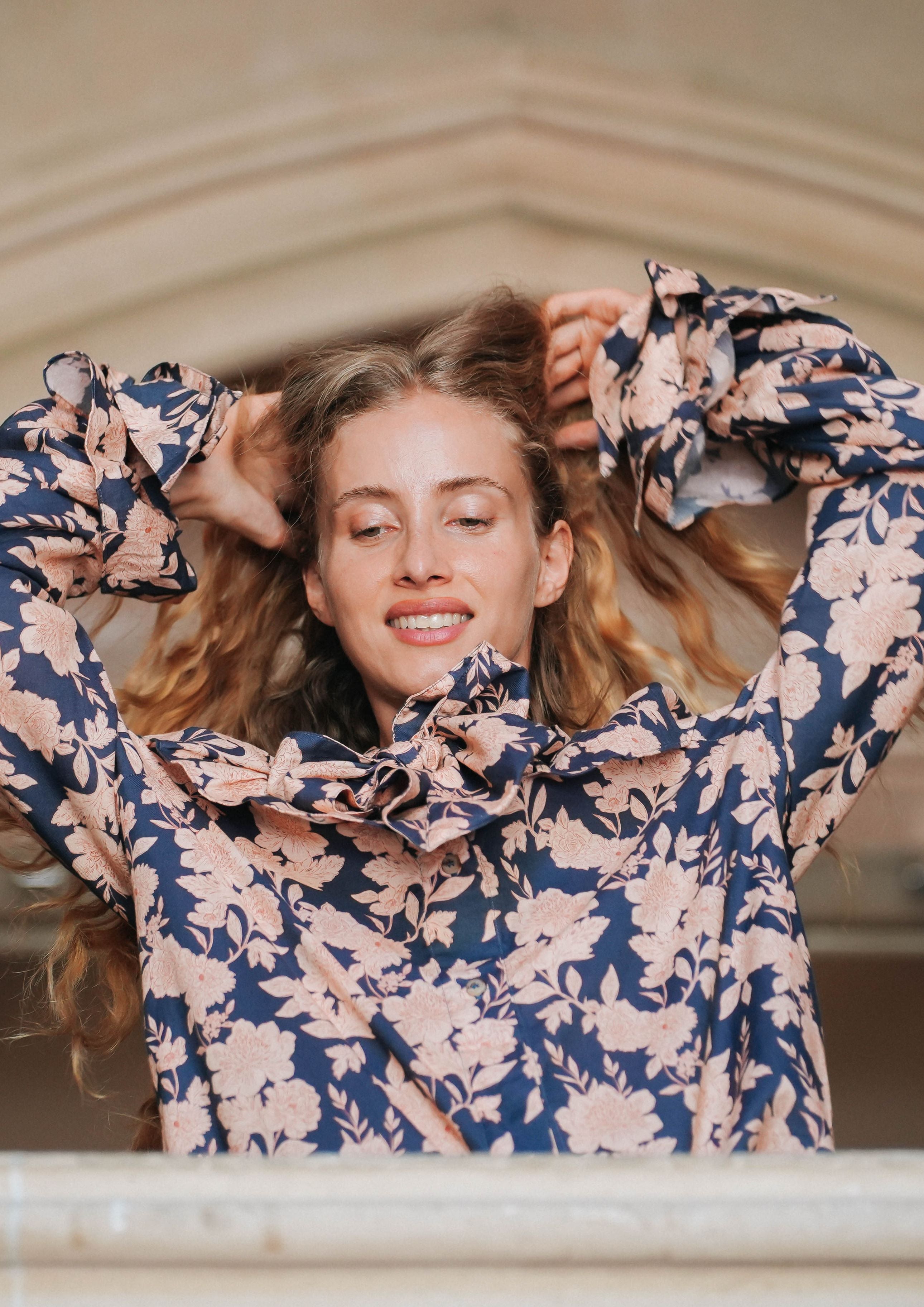 CHEMISE EDMA - FLEURS MARINE