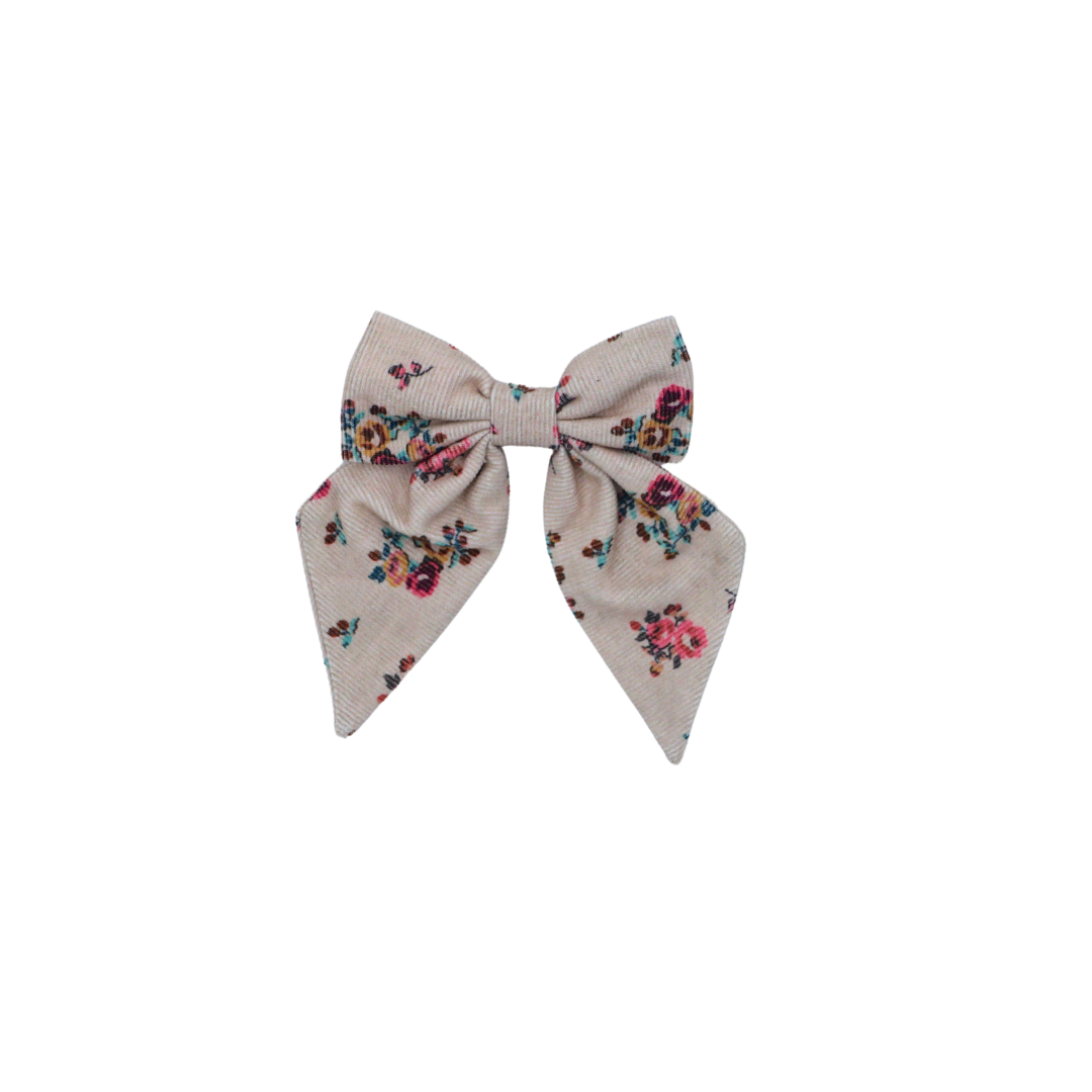 Barrette CARLOTTA - Velours fleurs roses