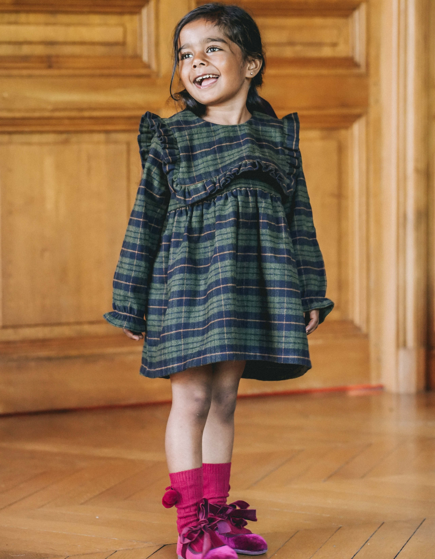 Robe NINON  - Tartan Bleu Marine