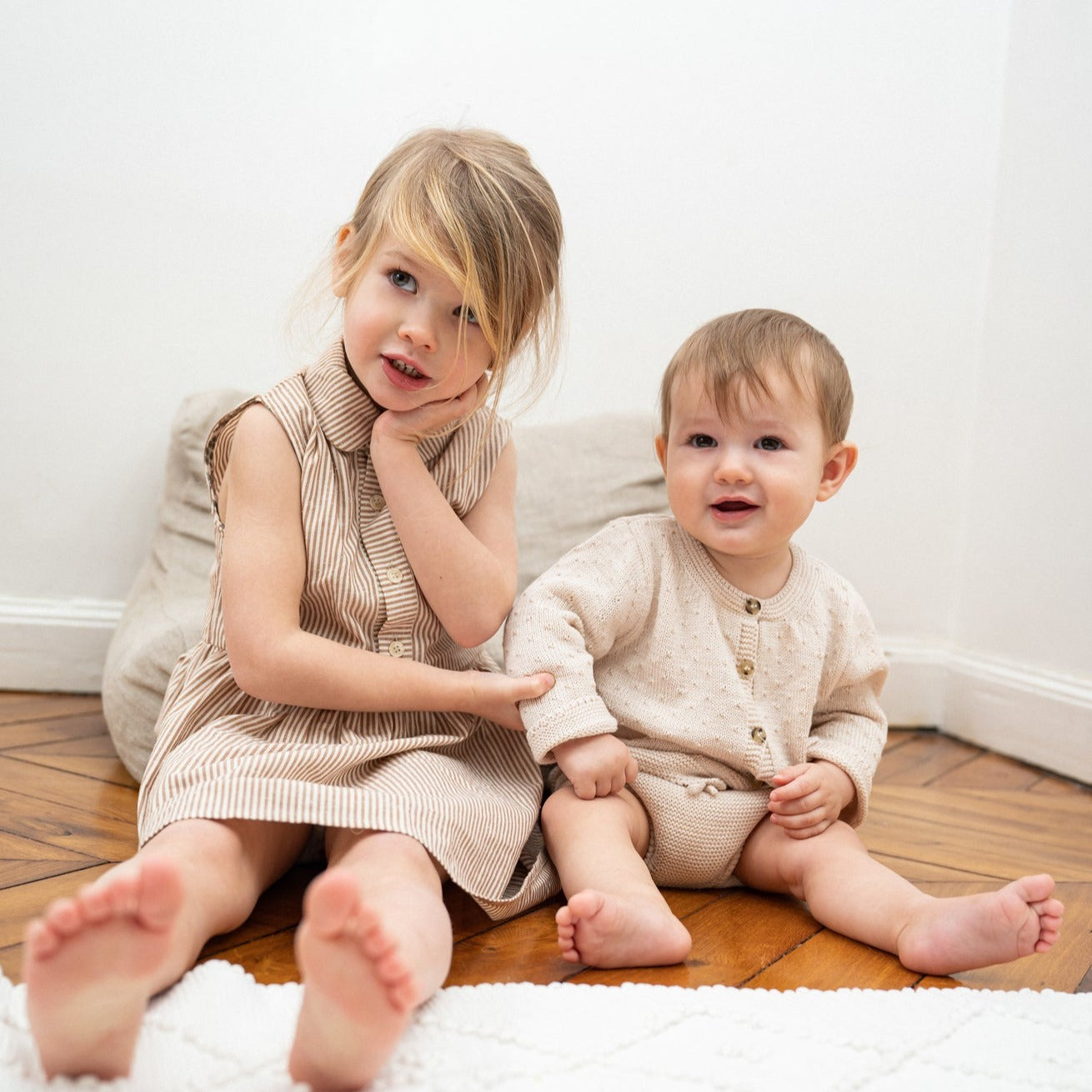 Robe OLIVIA - rayures abricot